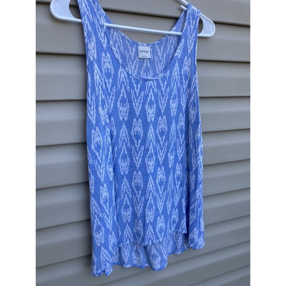 Stitch Fix Women's Kaileigh Tank Top Large Sleeveless Blue High Low Semi-Sheer - Picture 4 of 8